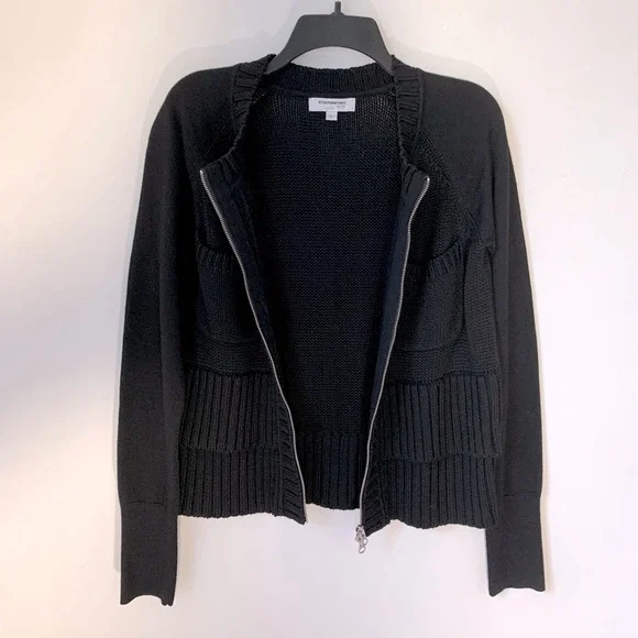 KaufmanFranco Black Zip Knit Cardigan Jacket - Picture 9 of 10